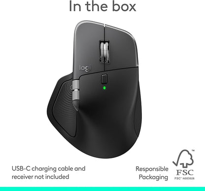Logitech MX Master 4 for Mac, Ergonomic Bluetooth Mouse with Advanced Performance Haptic Feedback, Ultra-Fast Scrolling, USB-C Charging, MacOS, iPadOS, Windows - Space Black