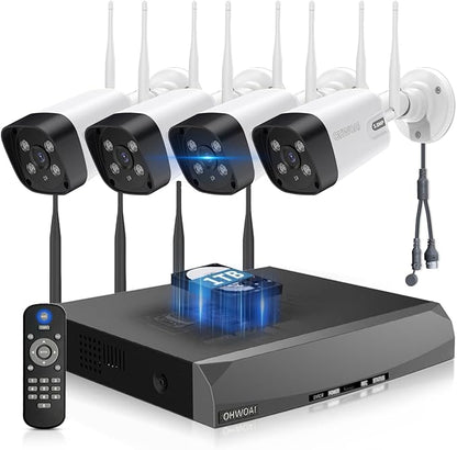 《130°Wide Angle & Dual Antennas》Wireless Security Camera System Outdoor, WiFi Cameras for Home Security with Expandable 16CH 4K NVR, Video Surveillance Systems DVR Kits