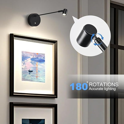 ZitoStory Lights for Pictures On Wall, Battery Operated Picture Light Rechargeable,Black Led Art Lighting for Paintings Wireless with Remote Magnetic Stick Dimmable and Timer（1 Pack）