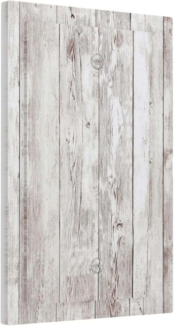 Light Switch Cover Plate Rustic Vintage White Wood Grain 1 Gang No Device Blank Electrical Wall Plates Faceplate Decorative Switch Plate for Farmhouse Home Decor