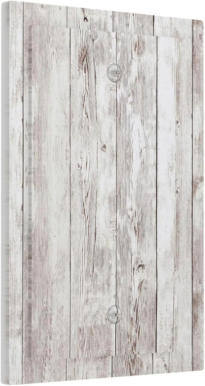 Light Switch Cover Plate Rustic Vintage White Wood Grain 1 Gang No Device Blank Electrical Wall Plates Faceplate Decorative Switch Plate for Farmhouse Home Decor