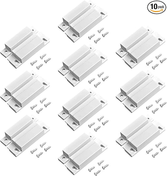 TOWODE Wired Magnetic Surface-Mounted Door Window Contact Reed Switch Personal Gap Alarm, Cabinet Strip Light Switch NC DIY Kit, Normally Closed Magnetic Reed Switch Pack of 10 with 40 Screws