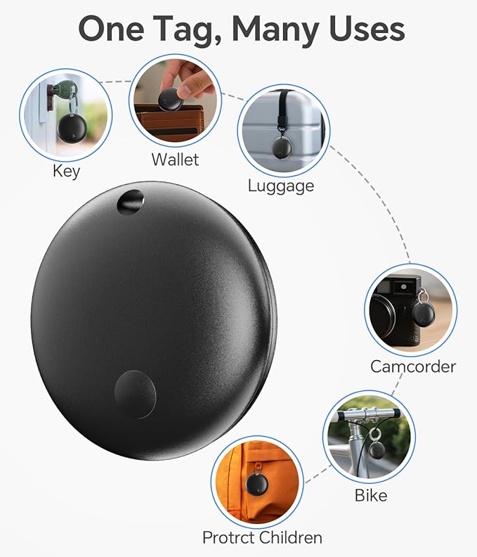 Air Tracker Tag, IP67 Waterproof Bluetooth Tracker, Keychain Finder, Item Locator forBackpacks, Suitcases and Wallets, Cars, Keys and Cameras (Android Only Black-4)