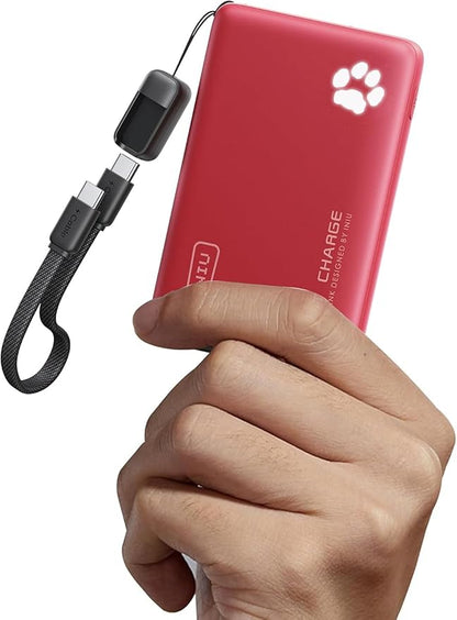 INIU Portable Charger, Ultra Slim 10000mAh 45W PD Power Bank, Fast Charging Mini Battery Pack, Travel Trip Family Essentials Powerbank for College Students Travelers Teen Boys Girls, Red
