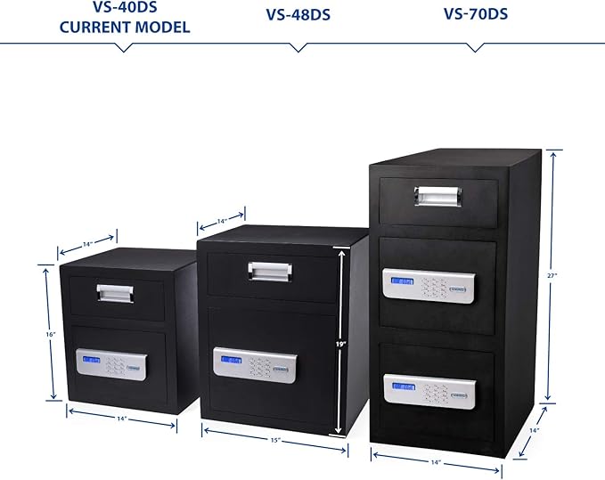 Viking Security Safe VS-40DS Heavy Duty Depository Safe with Drop Slot – Digital Keypad Money Safe for Cash, Business, Home, Office, Retail – Anti-Fish Design, LCD Display, Motorized Lock, Backup Key
