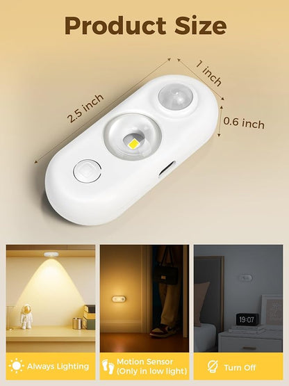 YGS-Tech LED Motion Sensor Light Indoor, Rechargeable Puck Lights, Magnetic Dimmable Under Cabinet Light, Wireless LED Lights for Closet, Kitchen, Stairs, Warm White, 6-Pack (White)