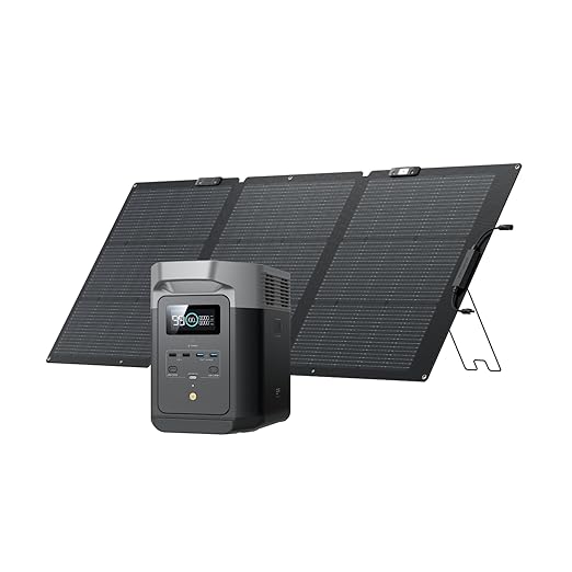 EF ECOFLOW Solar Generator DELTA 2 with 160W Solar Panel, LFP(LiFePO4) Battery, Fast Charging, Portable Power Station for Home Backup Power, Camping & RVs