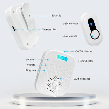 Wireless Caregiver Pager Call Button Nurse Call System Rechargeable & Portable Receiver with 328Ft Range for Elderly/Patient/Disabled at Home/Hospital (1Receiver &1 Emergency Button