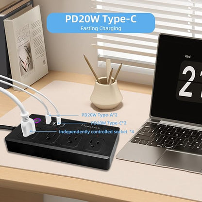 UseeLink ZigBee Smart Power Strip Plug,ETL Certified,ZigBee Hub Required,Compatible with Alexa, Google Home,Compatible Echo Devices and SmartThings,Black.5 Feet Extension Cord