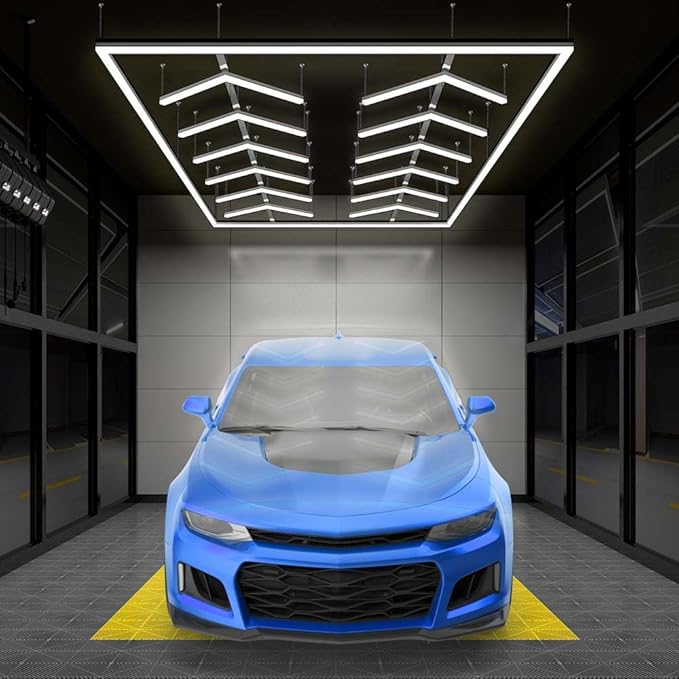 Neatfi LED Garage Light, 42,240 Lumens, 6500K, 384W, IP54, Ceiling Lights for Garage, Auto Shops, Car Detailing, Barber Shops, Beauty Salon, and Gym (Cool White, 12 Arrows with Hanging Kit)
