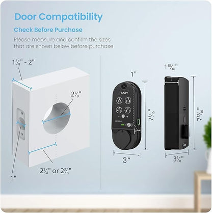 Lockly Vision Smart Lock, HD Video Doorbell Smart Locks for Front Door, Fingerprint Door Lock, Touchscreen Keypad, App Control, No Monthly Fee, Auto Lock - Matte Black