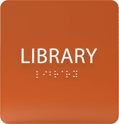 6" X6" Library Sign - ADA Compliant Tactile Graphics Grade 2 Braille Text Acrylic Wall Sign - Quiet zone, Information Convey, Group Study Room Door Signs for Office, School, Home