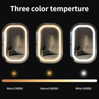 40" x 24" LED Bathroom Mirror with Lights, Lighted Bathroom Mirrors 3 Colors Temperature Dimmable Wall Mirror, Backlit + Front Lit, Anti-Fog Lighted Vanity Mirror, Memory Waterproof
