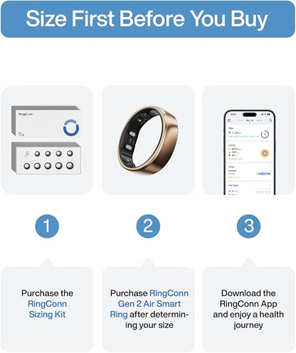 RingConn Gen 2 Air, Ultra-Thin AI Smart Ring, 10-Day Battery Life, Fitness/Sleep/Stress/HR Tracker for Women&Men, No App Fee for Standard Features, iOS & Android Compatible (Size 9, Dune Gold)