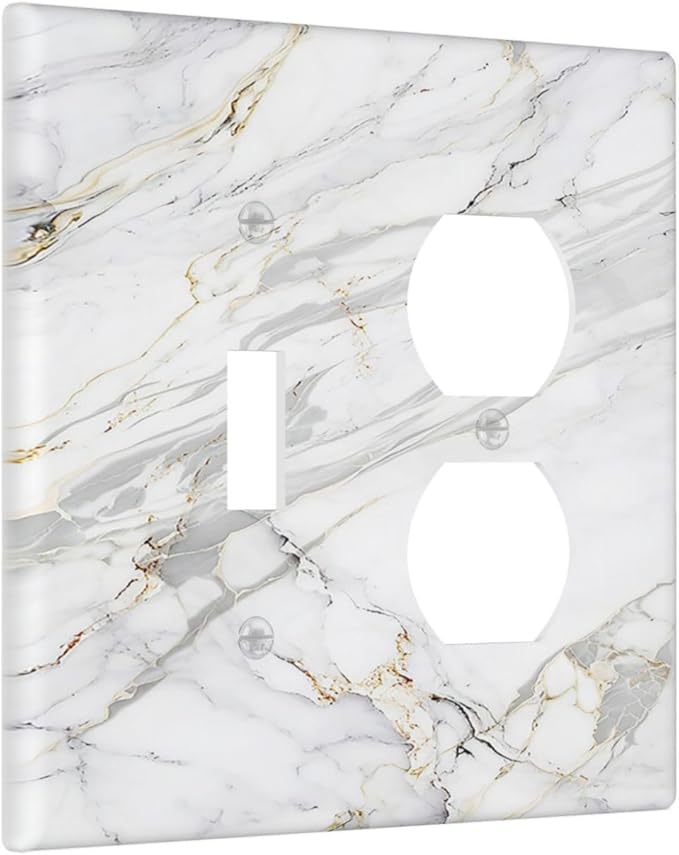 Outlet Covers Gray Gold Marble Abstract Modern Luxury 1 Toggle 1 Duplex Switch Plate Covers Electrical Light Switch Cover Plate Decorative Wall Plate Socket Cover for Bedroom Home Decor