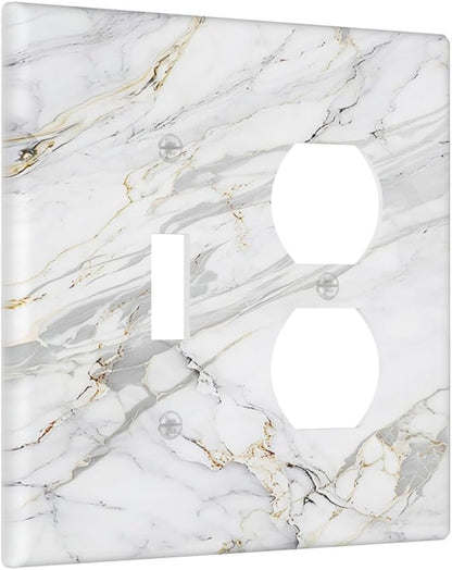 Outlet Covers Gray Gold Marble Abstract Modern Luxury 1 Toggle 1 Duplex Switch Plate Covers Electrical Light Switch Cover Plate Decorative Wall Plate Socket Cover for Bedroom Home Decor