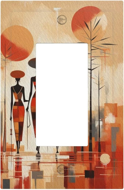 Decorative Outlet Covers Minimalist Black Women Bohemia Sun 1 Gang Rocker Light Switch Cover Plate Single Decora Light Switch Covers Wall Plate Faceplate for Bedroom Home Decor