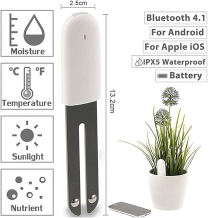 Soil Moisture Meter 4 in 1,Plant Water Monitor,Automatically detect Moisture/Temperature/Light/Fertility,Can Connect to Mobile Phone via Bluetooth,Hygrometer Sensor for Indoor Plants (3pc)