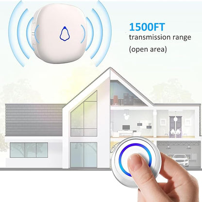 METAK Caregiver Pager Wireless Call Button for Elderly/Senior at Home, 3 Receiver + 3 Button, 1500FT 58 Ringtones Medical Life Alert System for Patients, Disabled, Nurses, Emergency Assistance, White