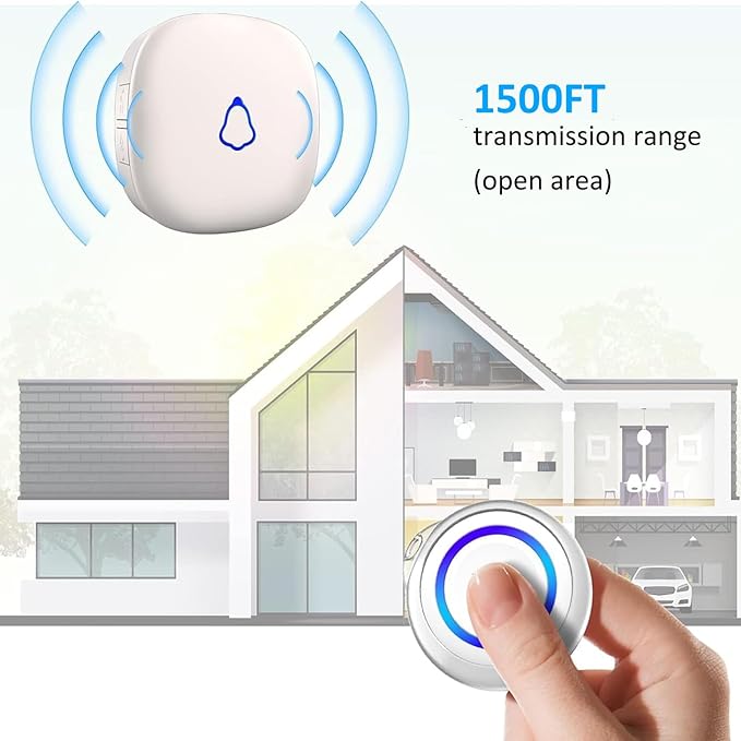 METAK Caregiver Pager Wireless Call Button for Elderly/Senior at Home, 1 Receiver + 1 Button, Medical Life Alert Necklace System for Patients, Disabled, Nurses, Emergency Bell Fall Monitor Devices