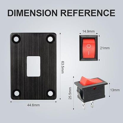 1Pcs Red KCD1 Boat Rocker Switch 2-Position 2-Pin SPST Panel Switch 6A 250VAC 10A 125VAC, with 4pcs FDFD2-187 Blue Terminals, CE