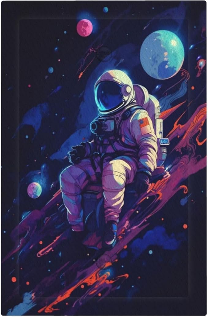 Decorative Light Switch Cover Plate Purple Space Astronaut Planet 1 Gang No Device Single Blank Outlet Covers Wall Plate Cover Switchplate Electrical Face Plate for Bedroom Home Decor
