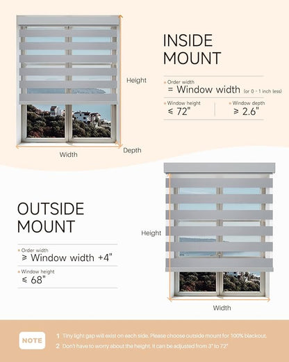 Smart Zebra Blinds for Windows, Alexa Motorized Blinds with Remote Control, Automatic Electric Power Zebra Shades for Indoor Windows (69" W x 72" H,Gray)