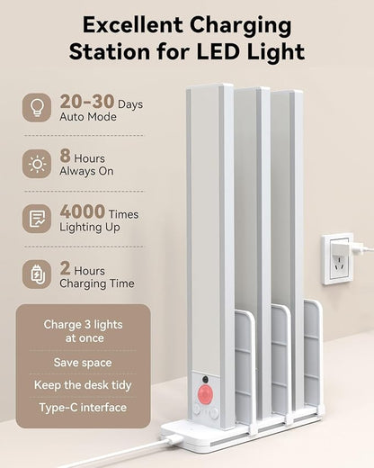 Under Cabinet Lighting Wireless with Remote, Rechargeable Under Cabinet Lights with Charging Station, 9 Inch Motion Sensor Light Indoor, 3 Color Temps & Dimmable for Kitchen, Closet, Hallway, 3-Pack
