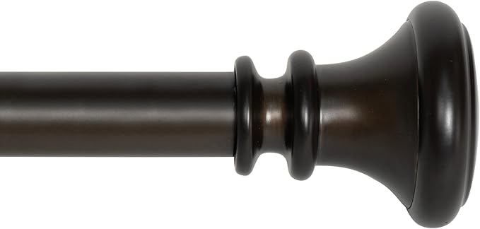 Deco Window Adjustable Curtain Rod for Windows 18 to 44 Inch (Pack of 1) Extendable Heavy Duty 1 Inch Iron Drapery Pole with Finials Wall Mounted French Door Curtain Rods (Bronze)