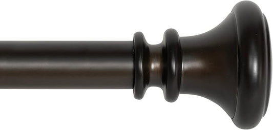 Deco Window Adjustable Curtain Rod for Windows 18 to 44 Inch (Pack of 1) Extendable Heavy Duty 1 Inch Iron Drapery Pole with Finials Wall Mounted French Door Curtain Rods (Bronze)