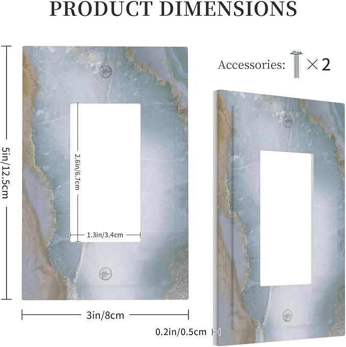 Decorative Outlet Covers Colored Art Marble Golden Line 1 Gang Single Rocker Light Switch Cover Plate Wall Plates Gfci Faceplate For Bathroom Kitchen Decor
