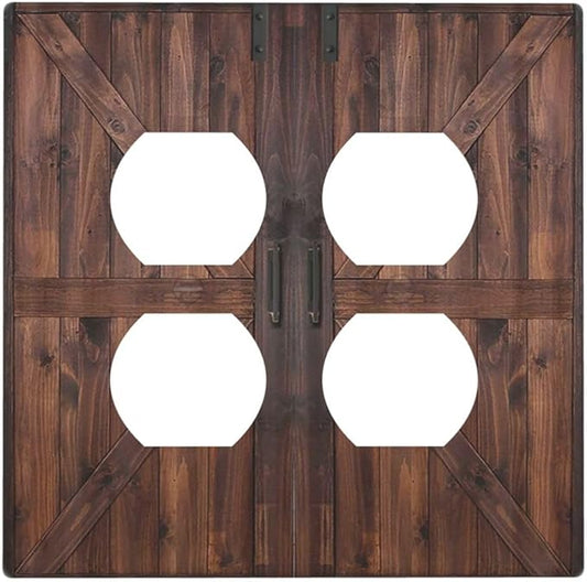 Decorative Outlet Covers Vintage Brown Farmhouse Barn Door 2 Gang Light Switch Cover Plate Double Duplex Wall Plates for Electrical Outlets Switch Plate Covers for Bedroom Home Decor