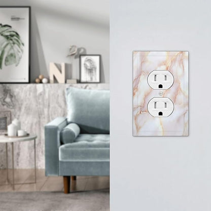 Outlet Covers Pink Jade Marble Granite 1 Gang Duplex Light Switch Cover Decorative Switch Plates Electrical Receptacle Faceplate Wall Plate For Bathroom Kitchen Decor