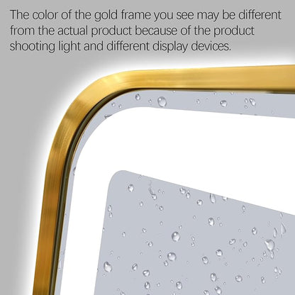 Niccy LED Bathroom Mirror, 40"x24" Rectangle Wall Mounted Vanity Mirrors with Metal Frame, Anti Fog Dimmable Smart Mirror for Bathroom/Bedroom/Livingroom/Entryway, (Horizontal or Vertical),Gold
