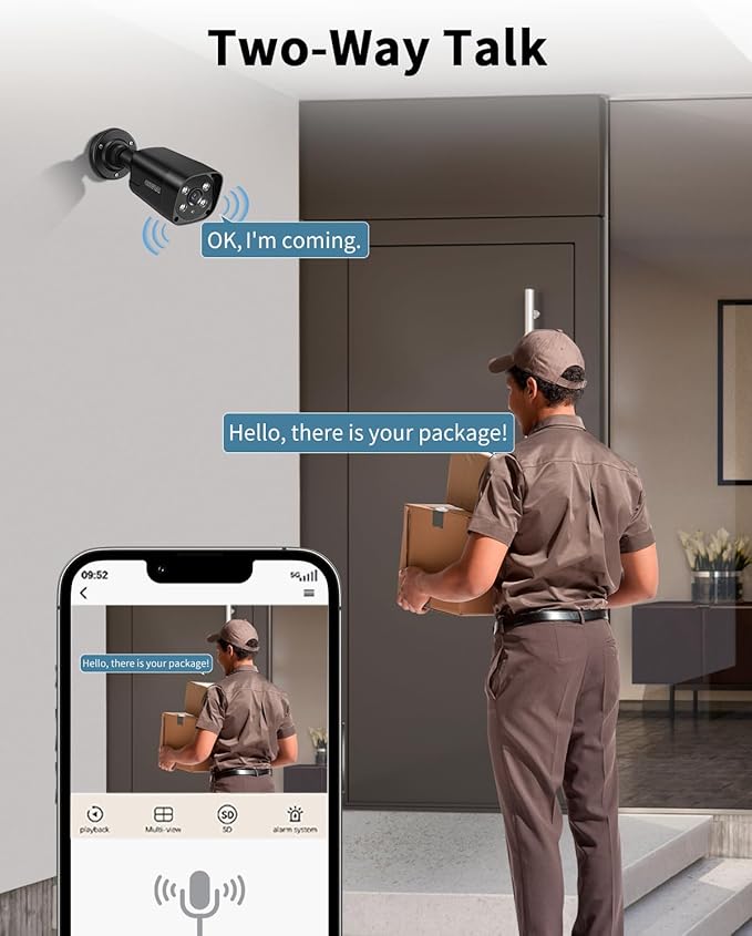 《4K Ultra HD & 100FT IR Night Vision》PoE Outdoor Security Camera System, Wired Cameras for Home Security, NVR Video Surveillance Kit with Motion Detection