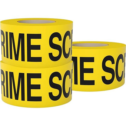 Crime Scene Do Not Cross Tape 3 Pack 3 inch x 1000 feet, Bright Yellow with a Bold Black Print for High Visibility • Tear Resistant Design