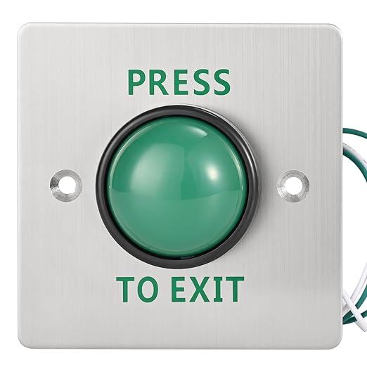 Push to Exit Button for Door Access Control Big Press Button IP68 Waterproof 304 Stainless Steel Shell NO/COM Output