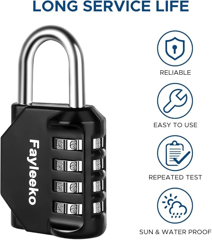 Combination Lock, 4 Digit Combination Padlock for School Gym Sports Locker, Fence, Toolbox, Case, Hasp Cabinet Storage (2 Pack, Dark Blue & Black)