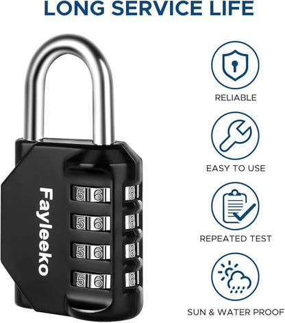 Combination Lock, 4 Digit Combination Padlock for School Gym Sports Locker, Fence, Toolbox, Case, Hasp Cabinet Storage (2 Pack, Dark Blue & Black)