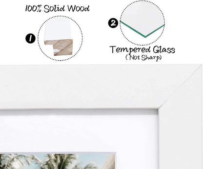Golden State Art, Set of 3, 9x18 White Wood Frame - White Mat for Three 5x7 Pictures - Sawtooth Hangers- Swivel Tabs - Wall Mounting - Landscape/Portrait - Real Glass - Collage Frame