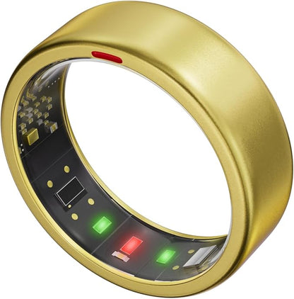 Ring OnePlus - Ultra-Thin Titanium Smart Ring - 7 Days Battery Life - Fitness/SPO₂/Stress/HR/Sleep Skin Temperature Tracker - No App Fee - iOS&Android Compatible (Gold,Size 11)