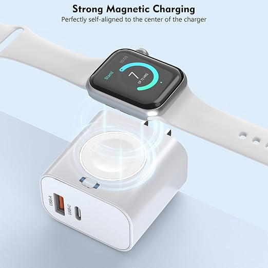 for Apple Watch Charger,Wireless Magnetic for Apple Watch Charging,2Pack 23W Dual Port(USB-C+USB-A)Fast Wall Charging Block Travel Plug iWatch Charger for iWatch 11/Ultra/SE/10/9/8/7/6,iPhone 17/16/15