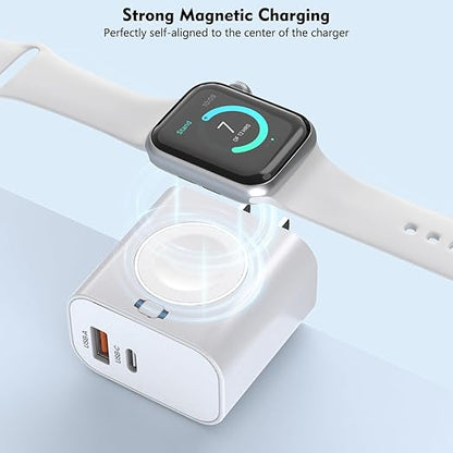 for Apple Watch Charger,Wireless Magnetic for Apple Watch Charging,2Pack 23W Dual Port(USB-C+USB-A)Fast Wall Charging Block Travel Plug iWatch Charger for iWatch 11/Ultra/SE/10/9/8/7/6,iPhone 17/16/15