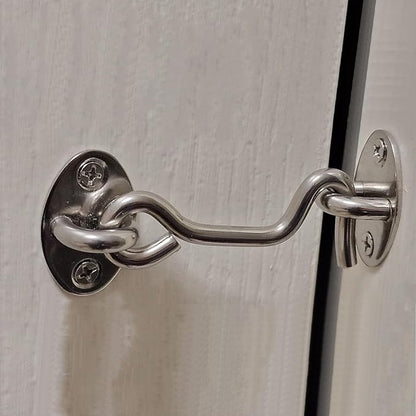 4 Pack Barn Door Latch Door Lock Hardware, Sliding Door Lock Eye Hook Latch with Screws, Rust-Resistant Metal Gate Latch, Privacy Hooks Latch for Inside Door