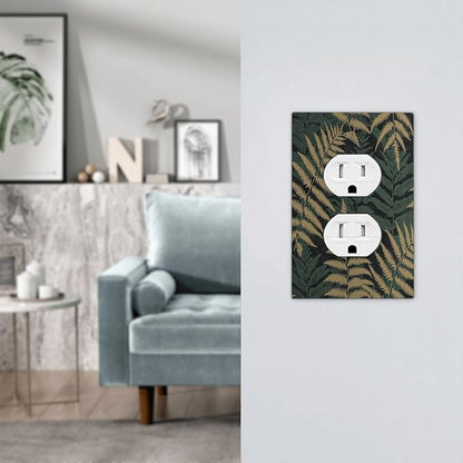 Outlet Covers Botanical Fern Green Leaf Forest 1 Gang Duplex Light Switch Cover Decorative Switch Plates Electrical Receptacle Faceplate Wall Plate For Bed Room Home Decor