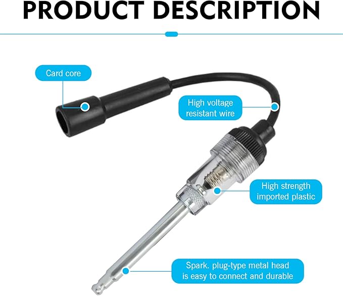 Spark Plug Tester, Inline Ignition Coil Tester, Spark Tester Small Engine for Check Ignition System, Universal Armature Diagnostic Detector Tool, for Cars, Motorcycle, Lawnmowers