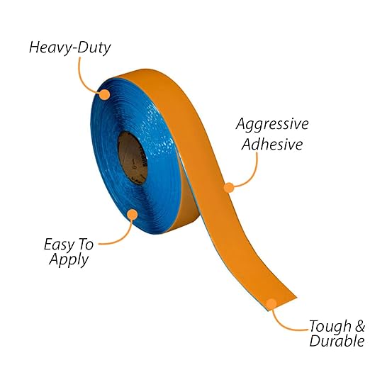 SmartSign Orange 2 inch x 100 feet Floor Marking Tape, 32 mil Vinyl Floor Tape, Superior Mark Industrial Use Safety Tape with Beveled Edges, Strong Adhesive, for Gym/Warehouse/Courts