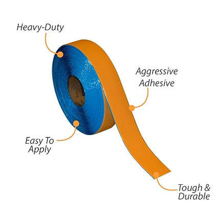 SmartSign Orange 2 inch x 100 feet Floor Marking Tape, 32 mil Vinyl Floor Tape, Superior Mark Industrial Use Safety Tape with Beveled Edges, Strong Adhesive, for Gym/Warehouse/Courts