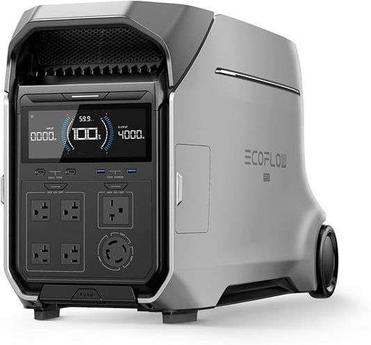 EF ECOFLOW DELTA Pro 3 Portable Power Station, 4096Wh LFP Battery, Expandable to 48kWh, 120/240V 4000W AC Output, Solar Generator for Home Use, Camping Accessories, Emergencies, Power Outages, RVs