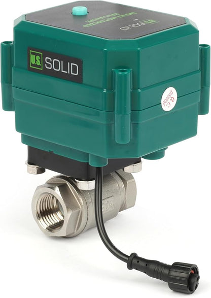 U.S. Solid 1/2" Smart Motorized Ball Valve - Stainless Steel Remote App Mobile-control Electrical Ball Valve with Manual Switch, Plug Connection